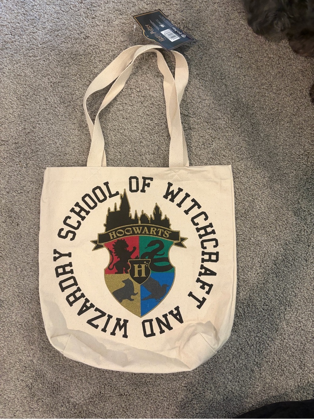 Harry Potter Slytherin Canvas Tote Bag NWT Reusable Shoulder Bag